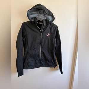 Columbia Women’s FSU Black Hooded Rain Jacket with Embroidered Patch